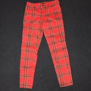 Plaid skinny jeans